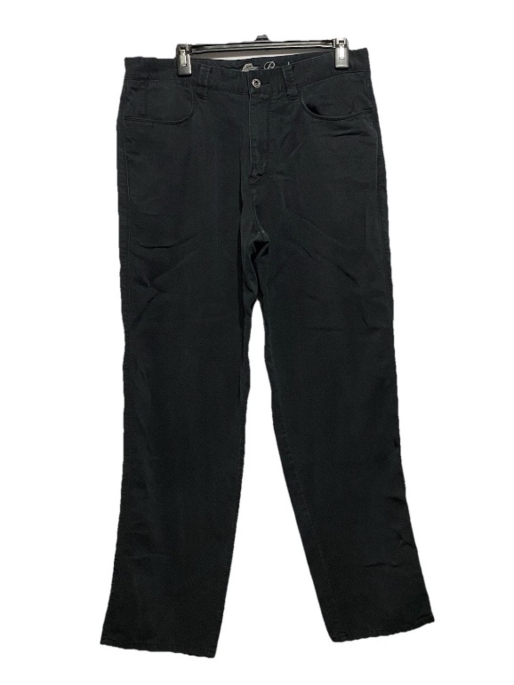 Tommy Bahama Black Solid Straight Leg Casual Pants Flat Front 33X32 Button Zip